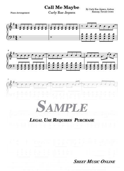 Carly Rae Jepsen - Call Me Maybe Sheet Music