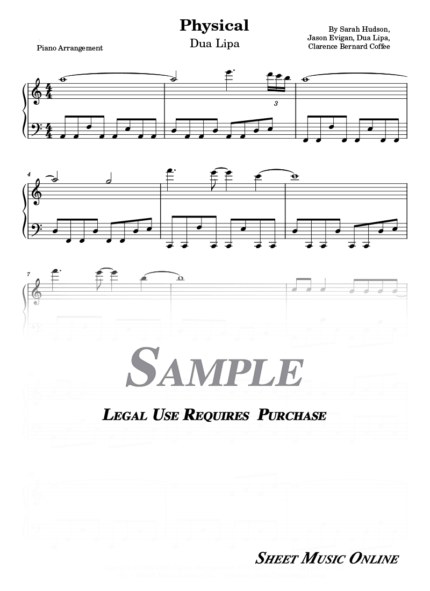 Dua Lipa - Physical Sheet Music