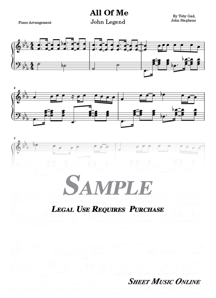 John Legend - All of me Sheet Music