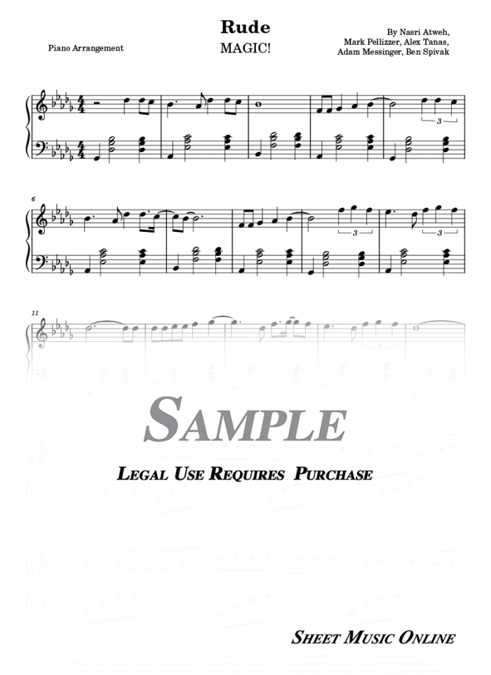 MAGIC! - Rude Sheet Music