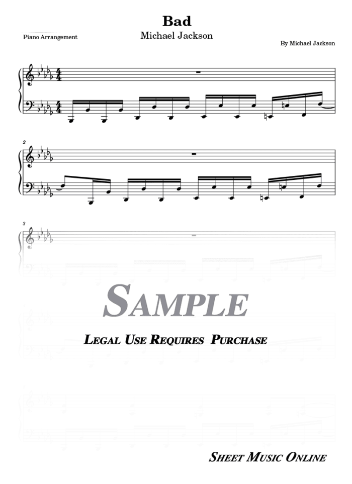 Michael Jackson - BAD Sheet Music