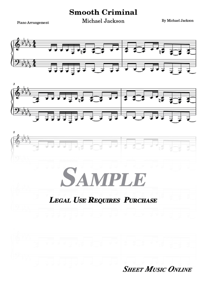 Michael Jackson - Smooth Criminal Sheet Music