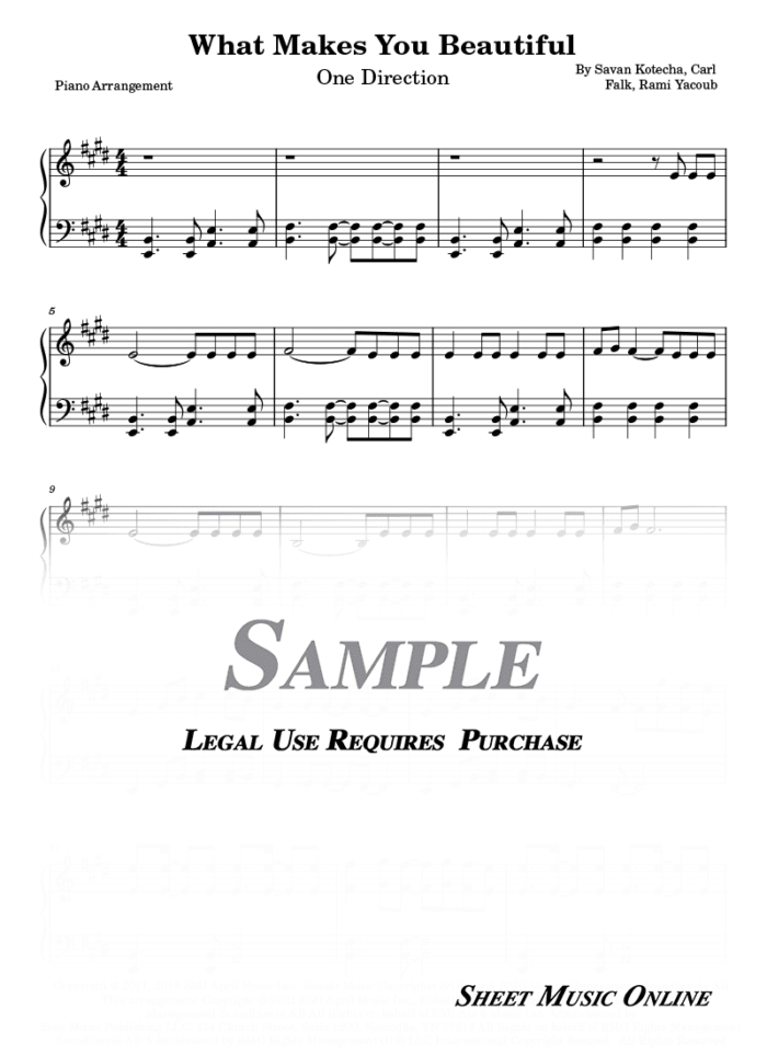 One Direction - What Makes You Beautiful Sheet Music