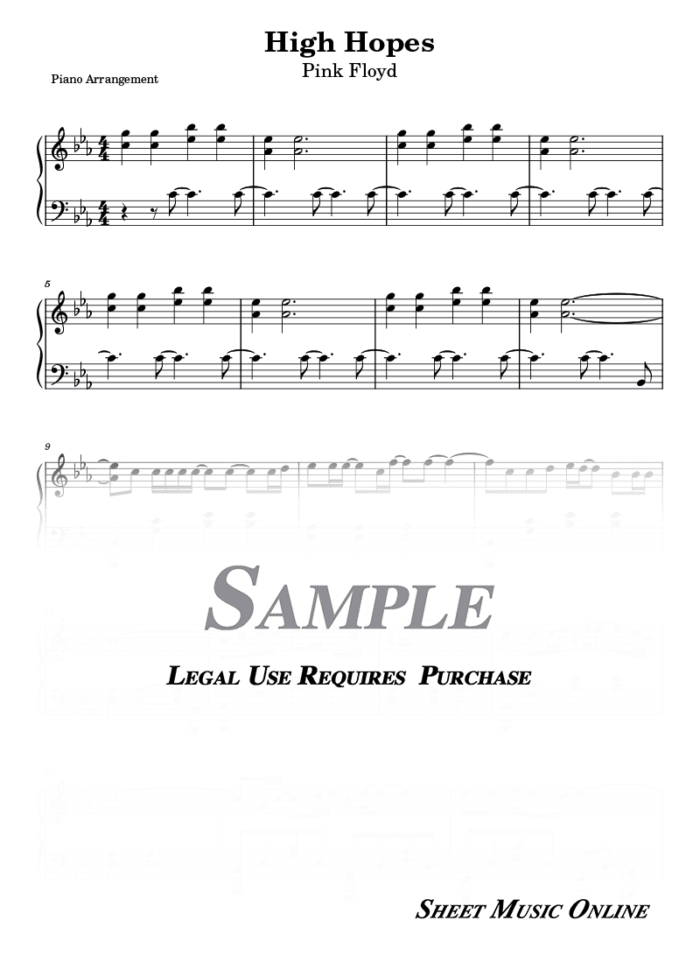 Pink Floyd - High Hopes Sheet Music