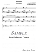 Rammstein - Mutter Sheet Music