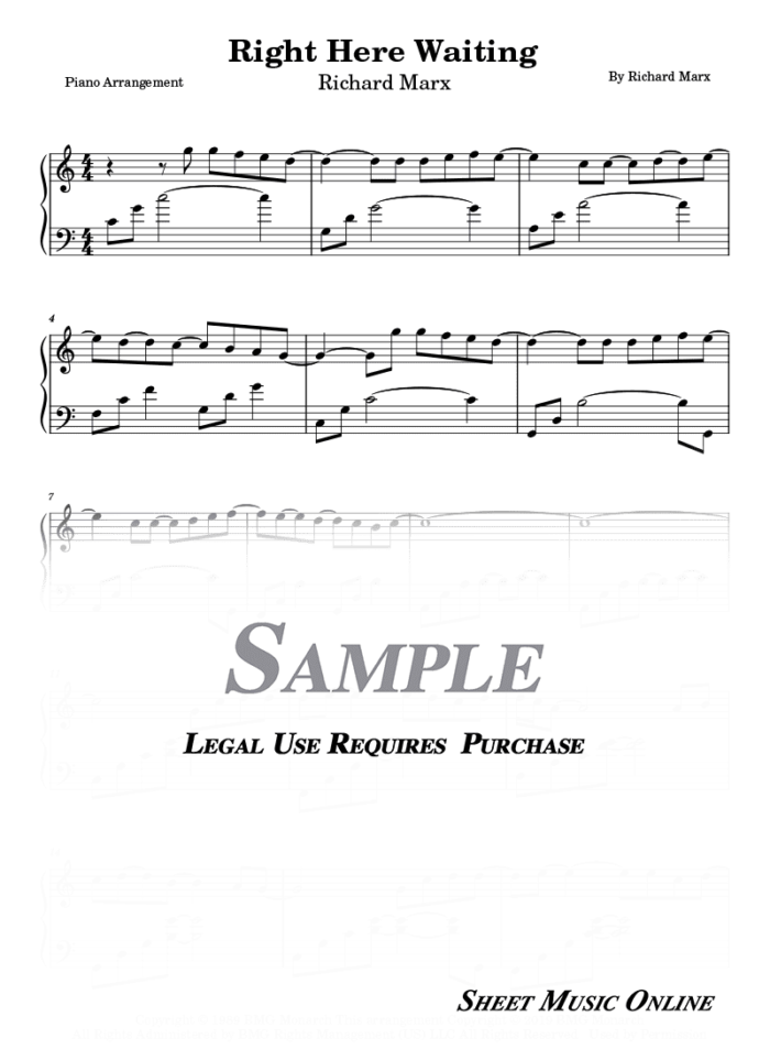 Richard Marx - Right Here Waiting Sheet Music
