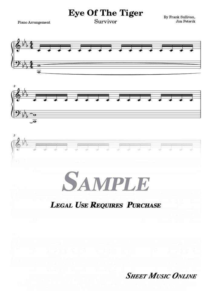 Survivor - Eye Of The Tiger Sheet Music