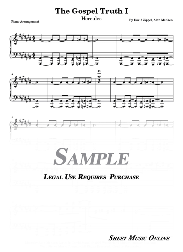 The Gospel Truth I From Hercules Sheet Music