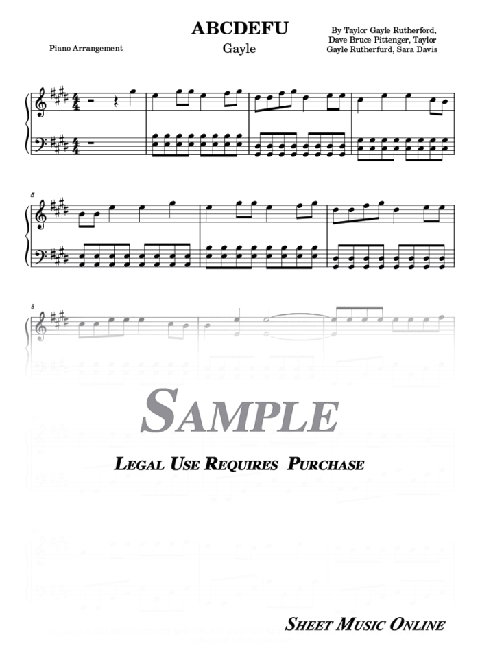 GAYLE - ABCDEFU Sheet Music