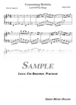 Lord of the Rings - Concerning Hobbits Sheet Music