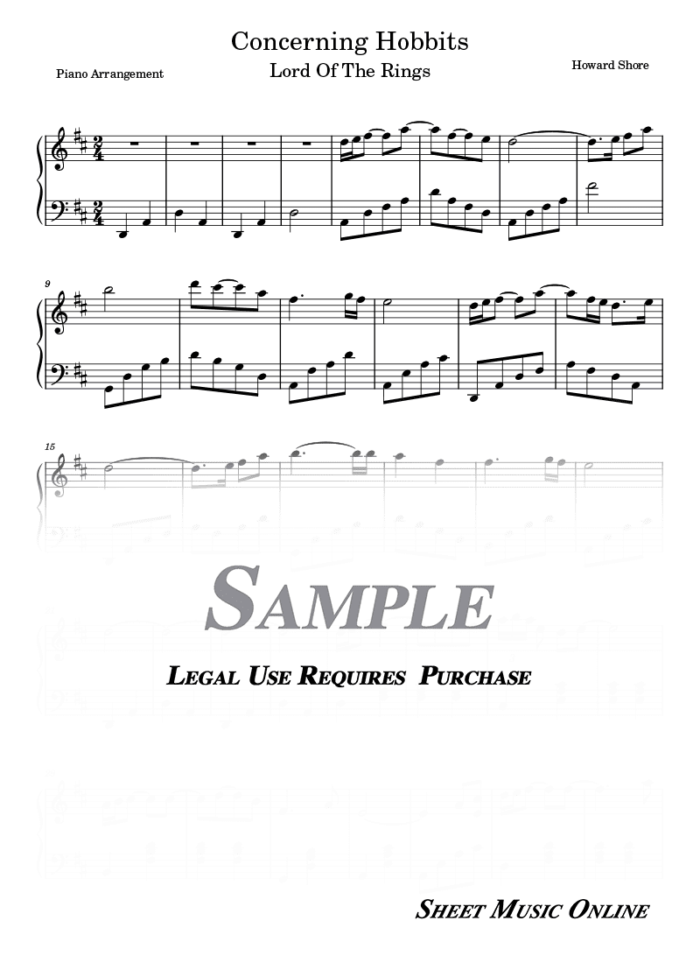 Lord of the Rings - Concerning Hobbits Sheet Music