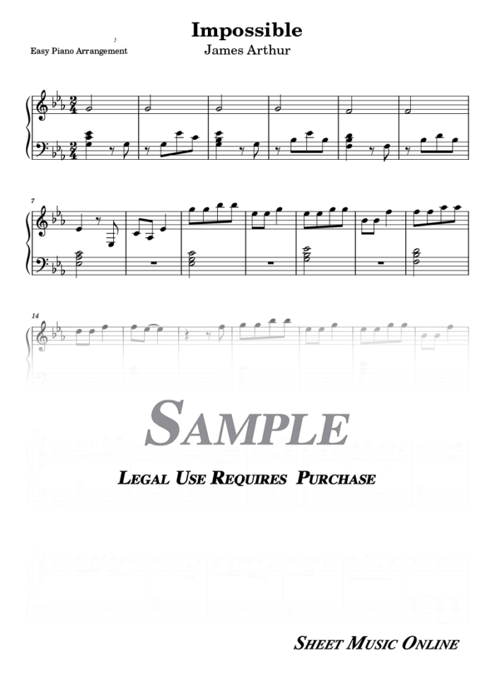 James Arthur - Impossible EASY Sheet Music