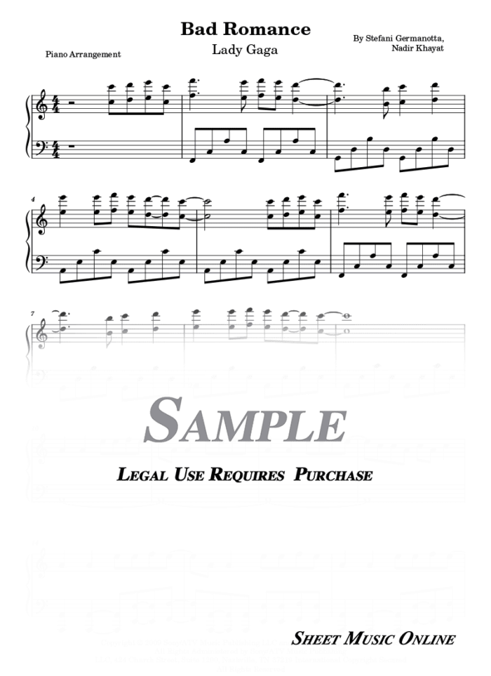 Lady Gaga - Bad Romance Sheet Music