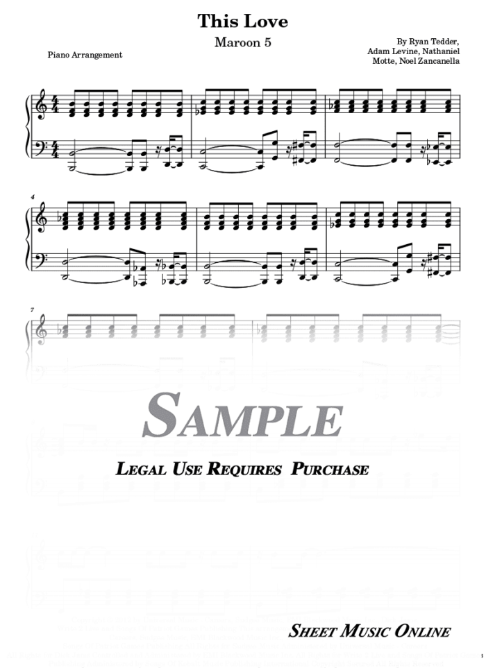 Maroon 5 - This Love Sheet Music