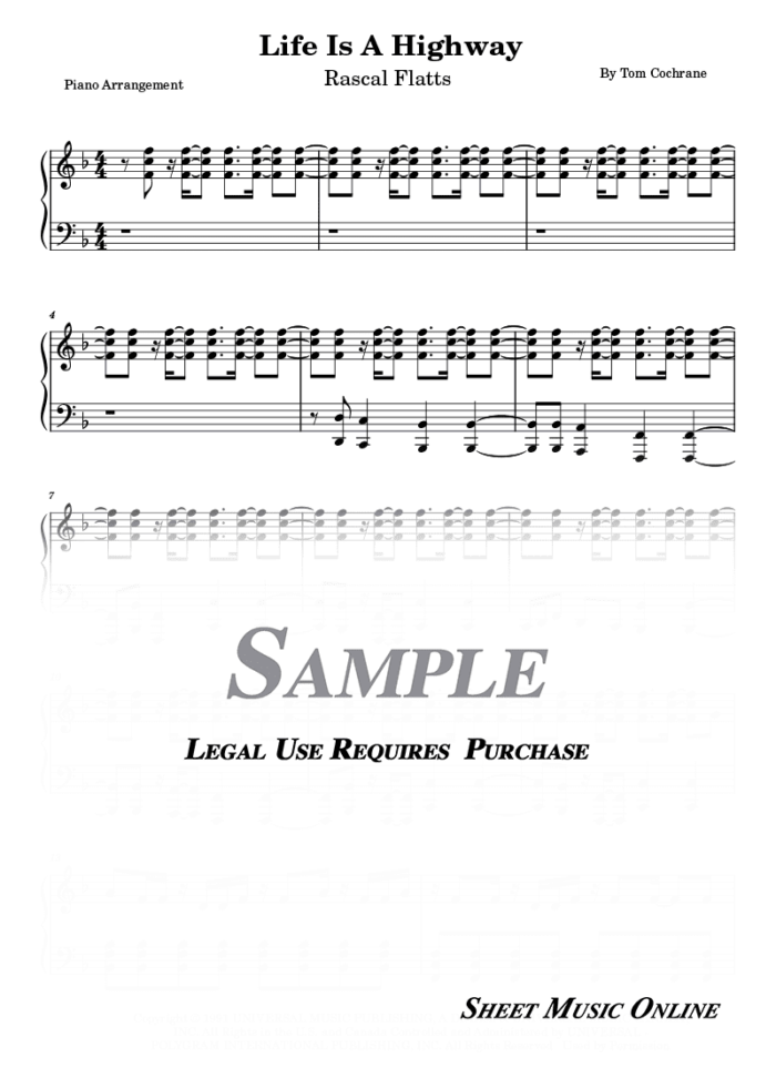 Rascal Flatts – Life Is a Highway (from Cars) Sheet Music