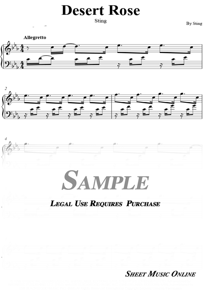 Sting - Desert Rose Sheet Music