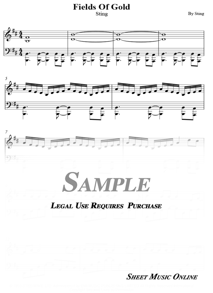 Sting - Fields of Gold Sheet Music