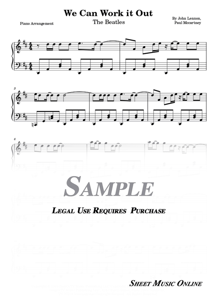 The Beatles - We Can Work it Out Sheet Music