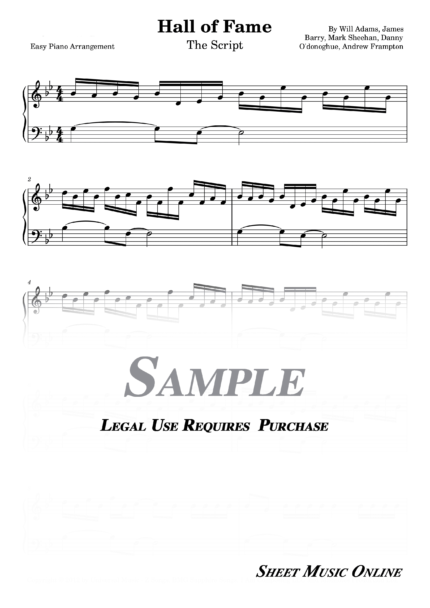 The Script - Hall of Fame Easy Sheet Music