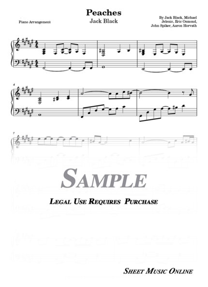 Jack Black - Peaches from The Super Mario Bros. Movie Sheet Music