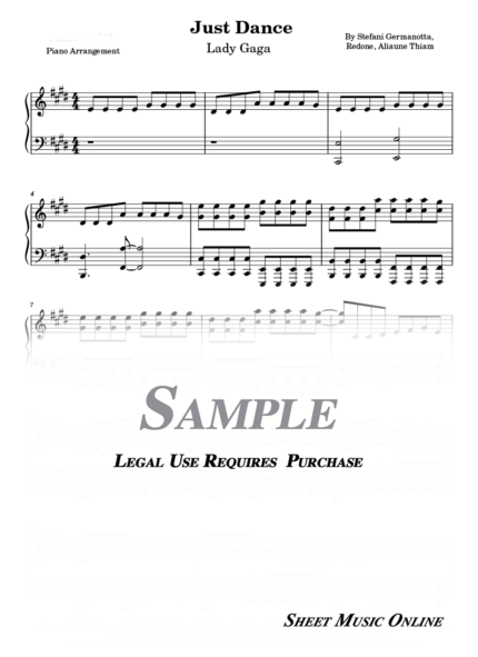Lady Gaga - Just Dance Sheet Music