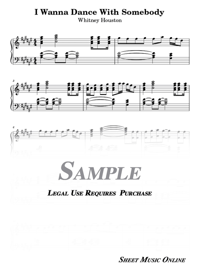 Whitney Houston - I Wanna Dance With Somebody Sheet Music