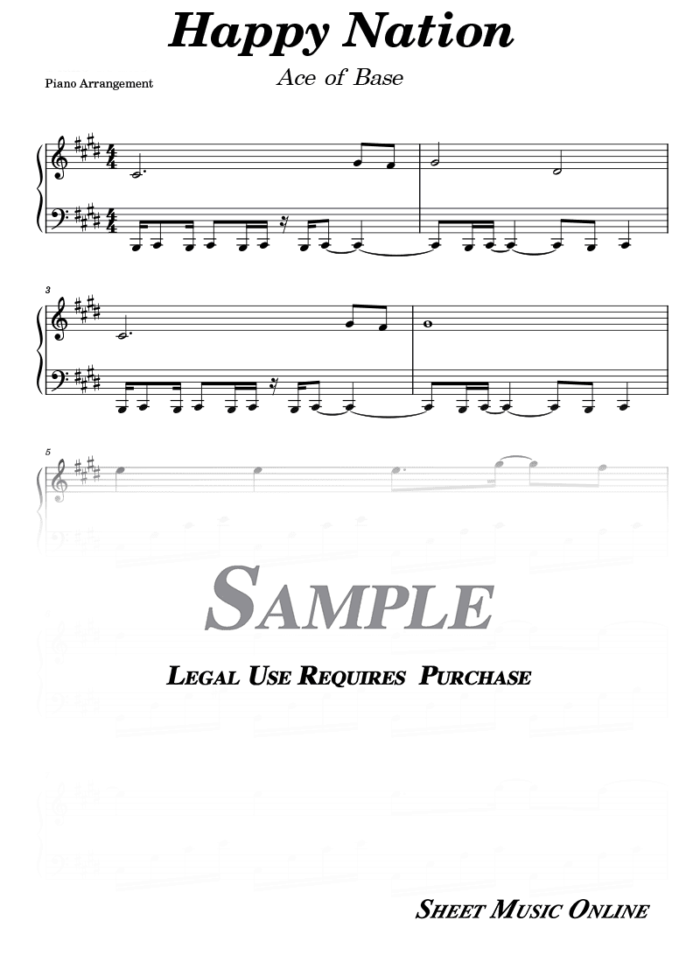 Ace Of Base – Happy Nation Sheet Music