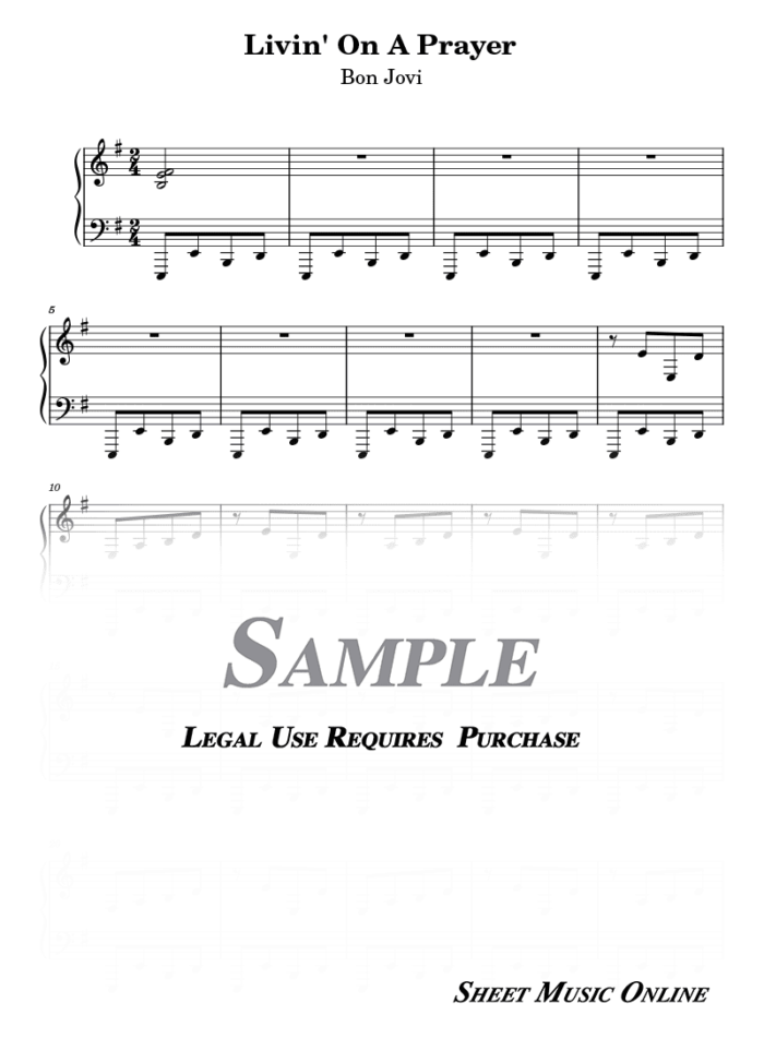 Bon Jovi - Livin' On A Prayer Sheet Music
