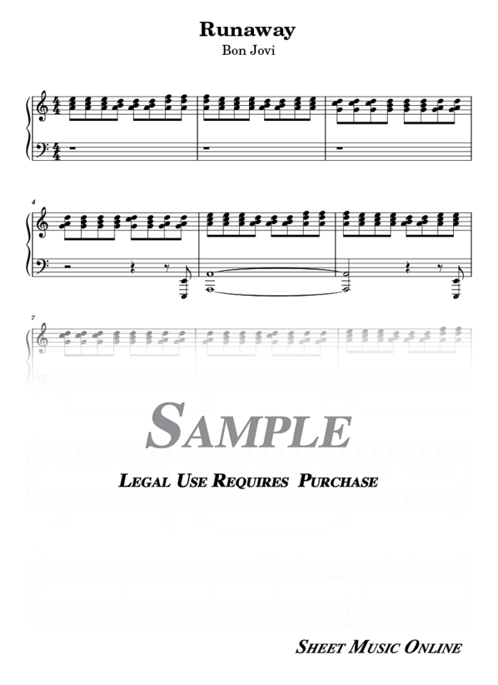 Bon Jovi - Runaway Sheet Music