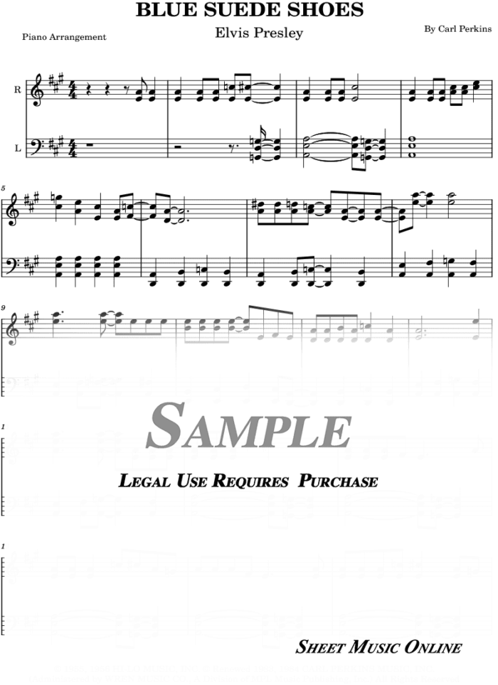 Elvis Presley - Blue Suede Shoes Sheet Music