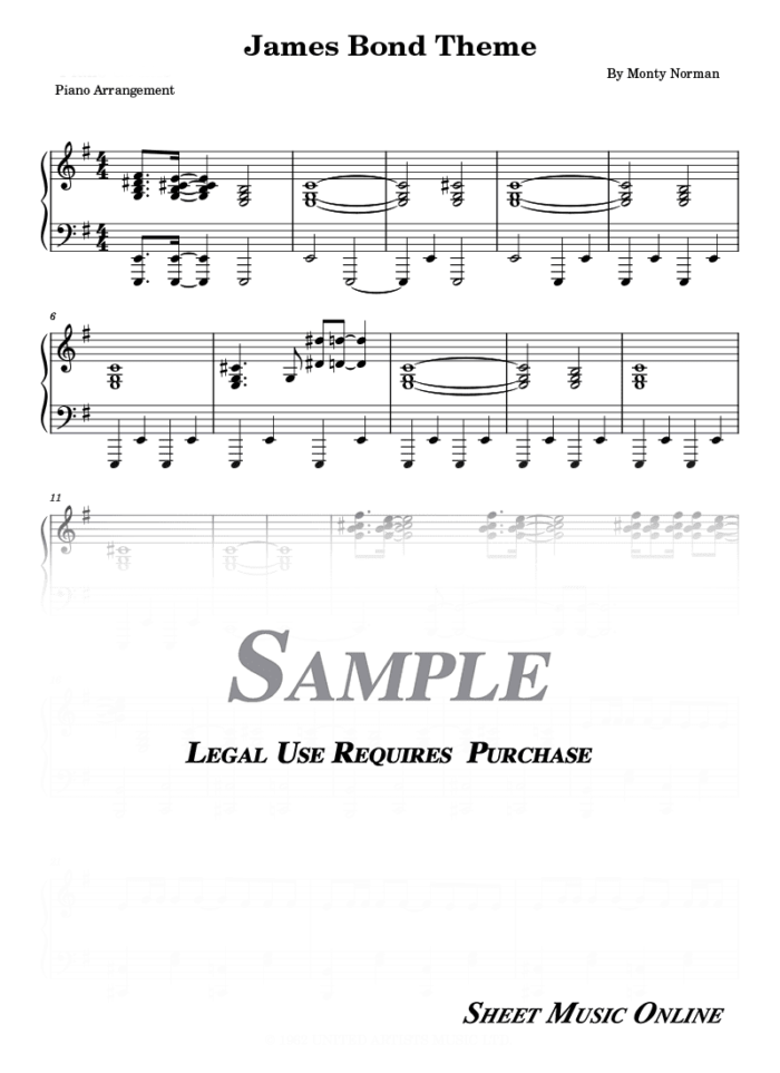 James Bond 007 Theme Sheet Music