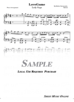 Lady Gaga - LoveGame Sheet Music