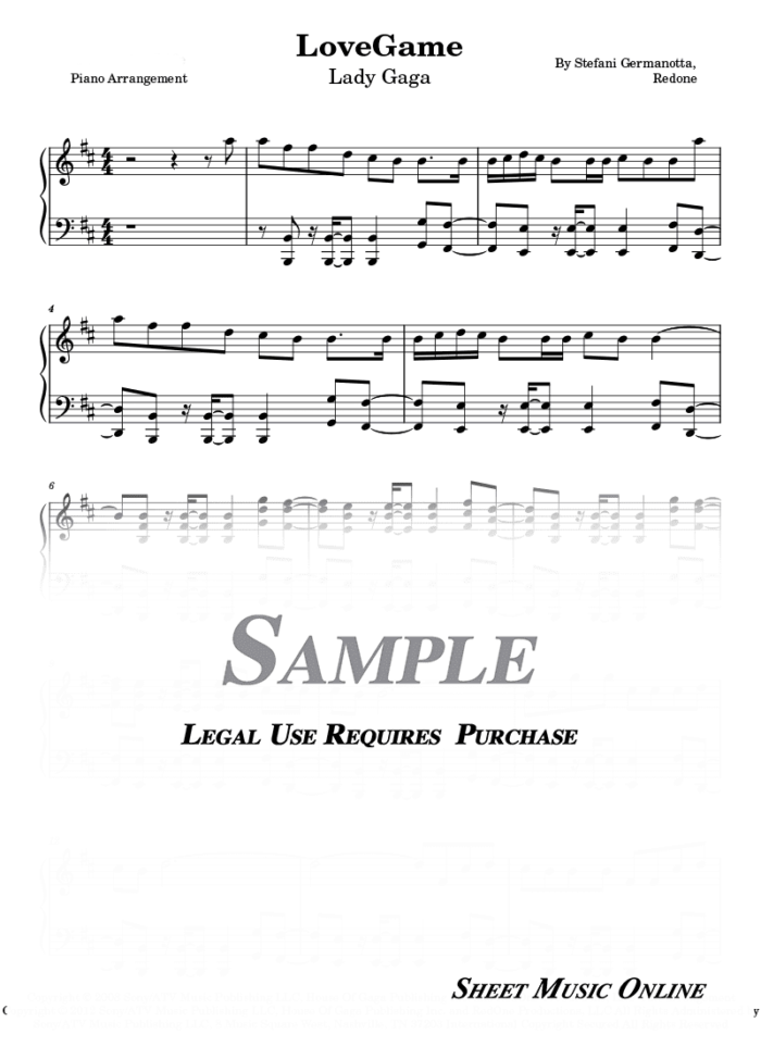 Lady Gaga - LoveGame Sheet Music