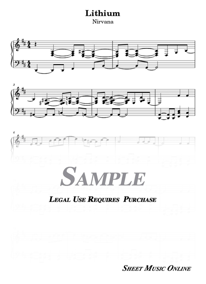 Nirvana - Lithium Sheet Music