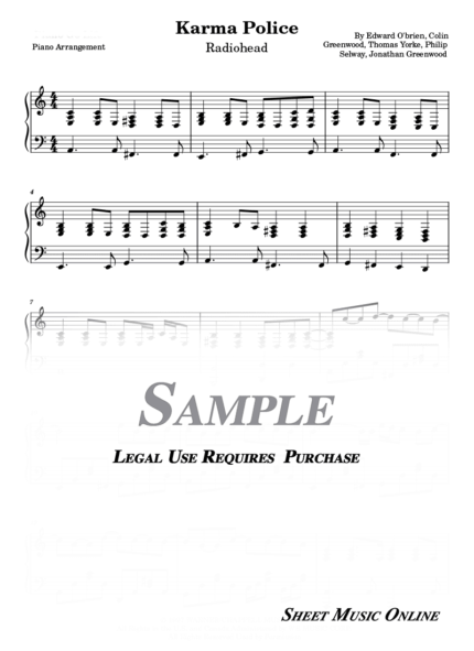 Radiohead - Karma Police Sheet Music