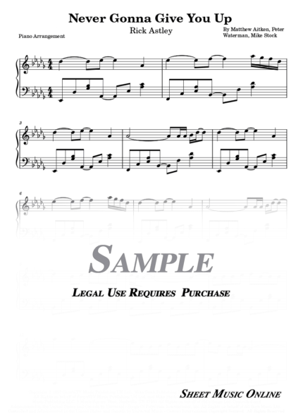 Rick Astley - Never Gonna Give You Up Sheet Music