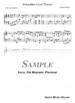 John Williams - Schindler's List Main Theme Sheet Music