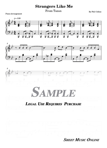 Tarzan - Strangers Like Me by Phil Colins Sheet Music