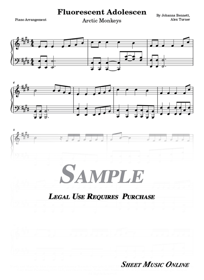 Arctic Monkeys - Fluorescent Adolescent Sheet Music