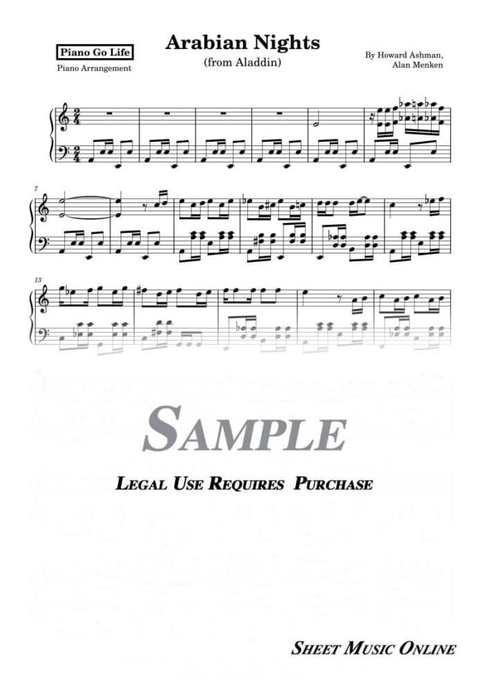 Aladdin - Arabian Nights Sheet Music