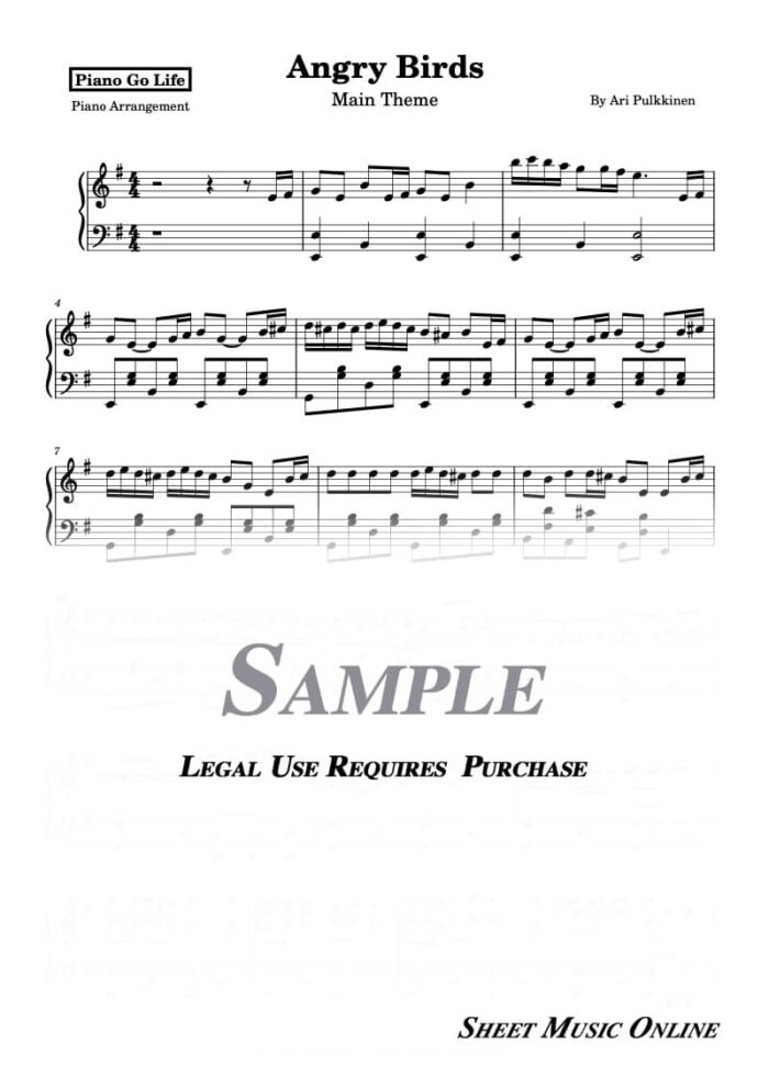 Angry Birds Theme Song Sheet Music