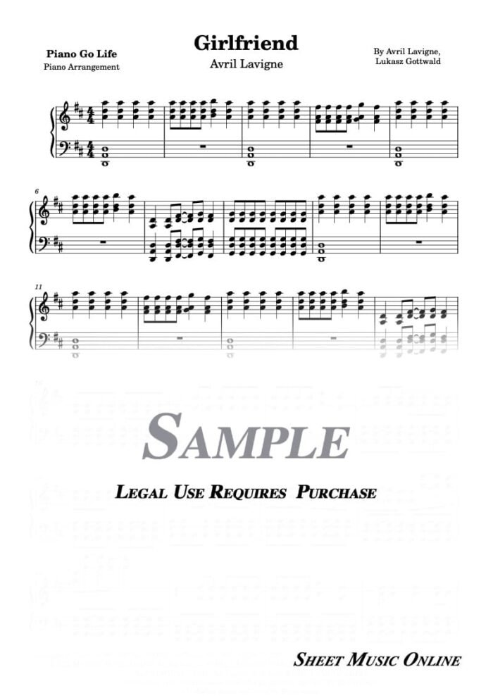 Avril Lavigne - Girlfriend Sheet Music