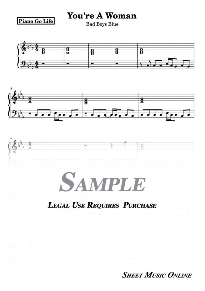 Bad Boys Blue - You're A Woman Sheet Music