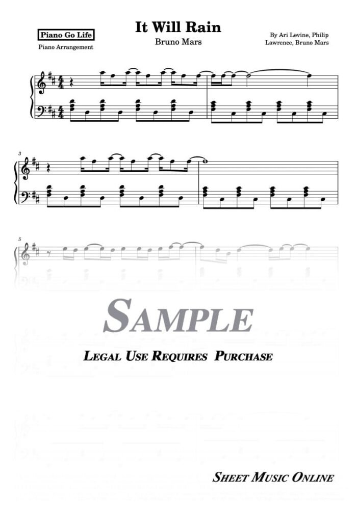 Bruno Mars - It Will Rain Sheet Music