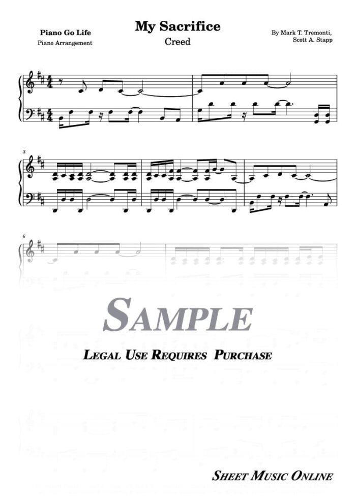 Creed - My Sacrifice Sheet Music