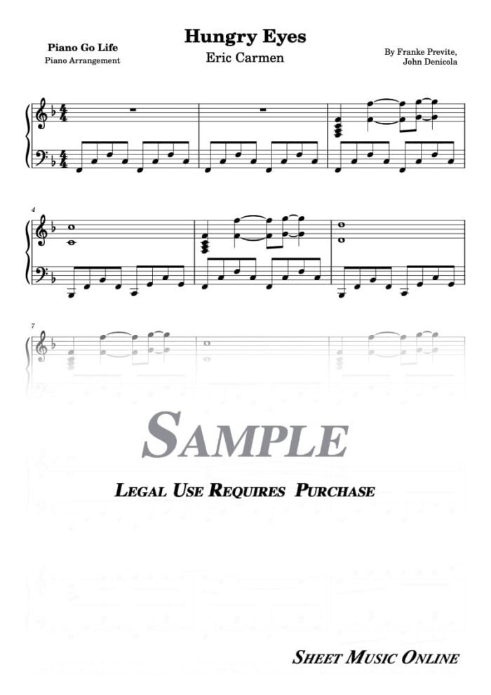 Eric Carmen - Hungry Eyes Sheet Music