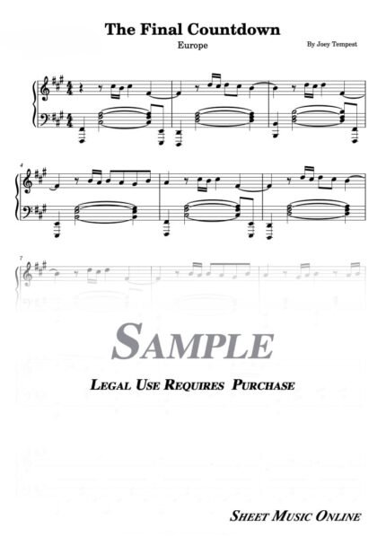 Europe - The Final Countdown Sheet Music