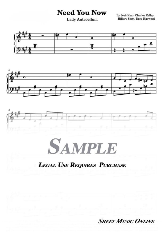 Lady Antebellum - Need You Now Sheet Music