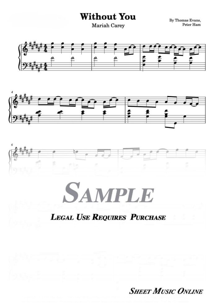 Mariah Carey - Without You Sheet Music