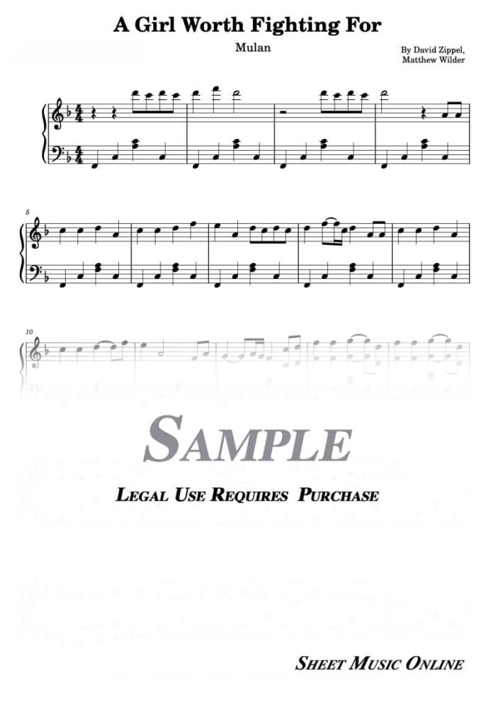 Mulan - A Girl Worth Fighting For Sheet Music